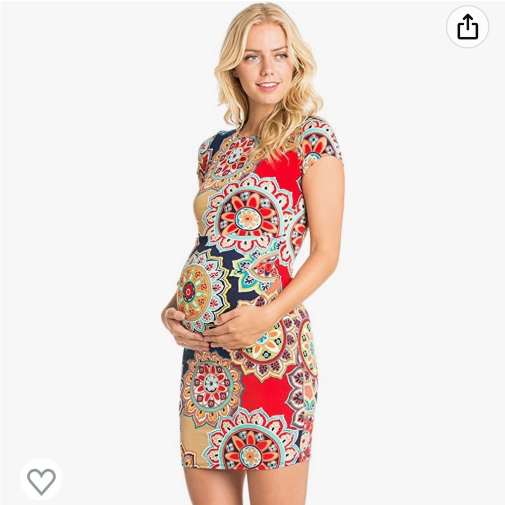 Maternity slim fit dress- colorful